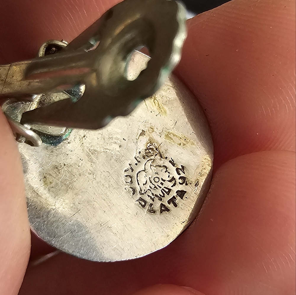 Vintage Mexico Plata clip earring single ONE aztec sun sol celestial - Picture 6 of 14